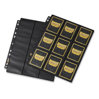 Dragonshield 18-Pocket Binder Pages - Sideloaded Non-Glare Black (50 Pages)