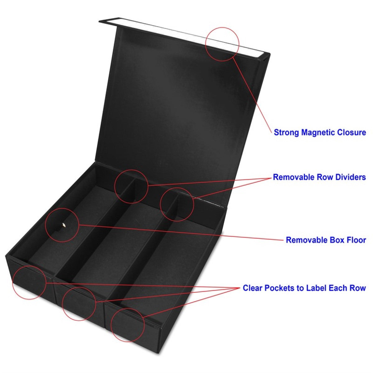 BCW - Card Game Box (3 Row – Black with White)