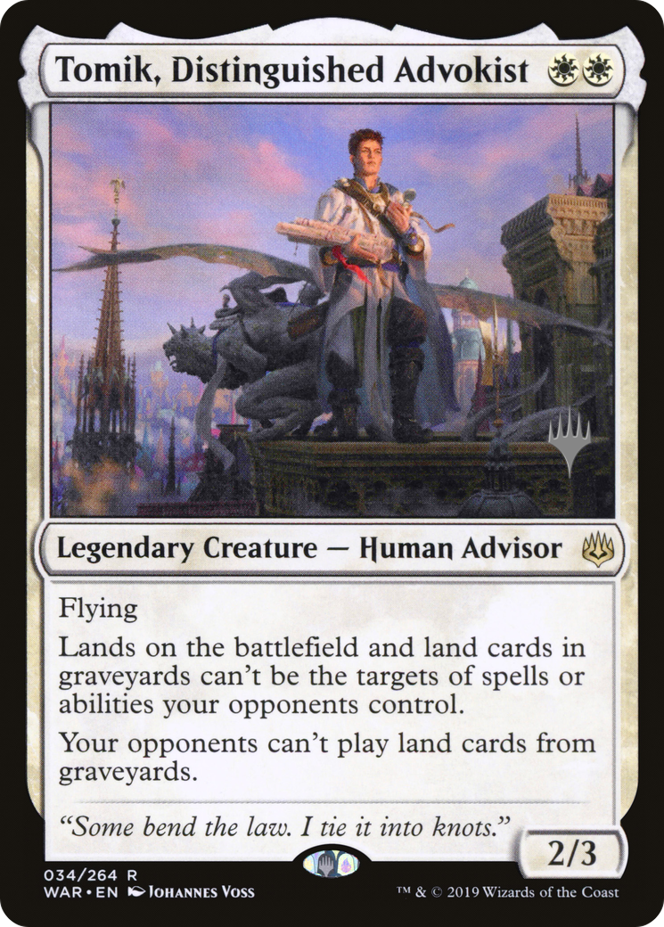 Tomik, Distinguished Advokist (PPELD-34P) - War of the Spark Promos Foil
