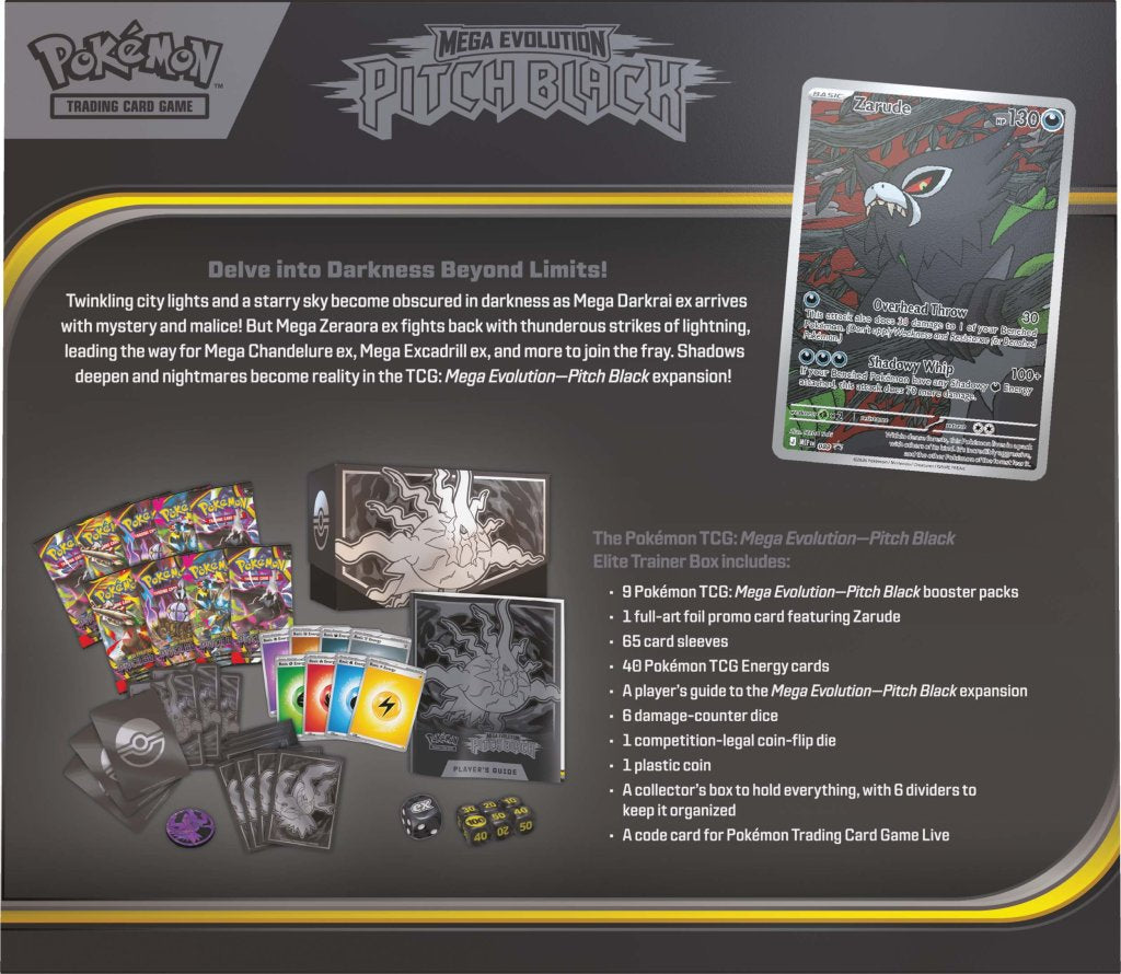Pokemon TCG: Mega Evolution: Pitch Black Elite Trainer Box *Sealed* (PRE-ORDER, SHIPS JULY 17TH)