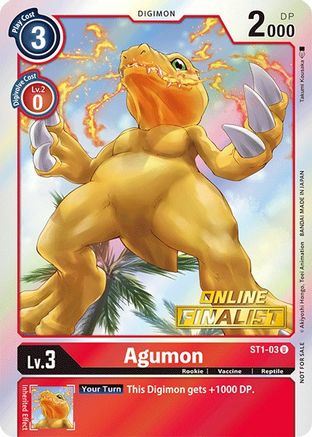 Agumon [ST1-03] (Online Finalist) [Starter Deck: Gaia Red Promos] – TCG  Collector NZ