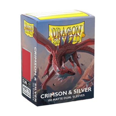 Dragonshield Sleeves - Dual Crimson & Silver Matte (Standard Size 100 Pack)