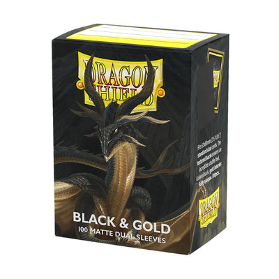 Dragonshield Sleeves - Dual Black & Gold Matte (Standard Size 100 Pack)