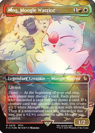 Mog, Moogle Warrior (Borderless) (Chocobo Track Foil) (FIC-476) - Commander: FINAL FANTASY Foil