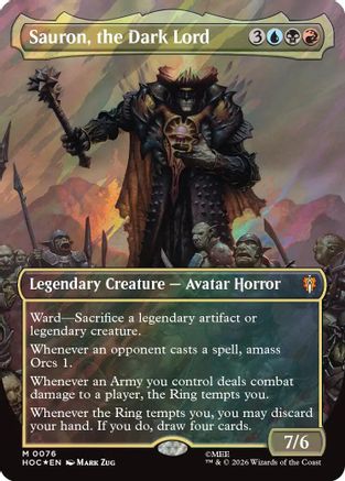 Sauron, the Dark Lord (Borderless) (Surge Foil) (HOC-076) - The Hobbit Foil