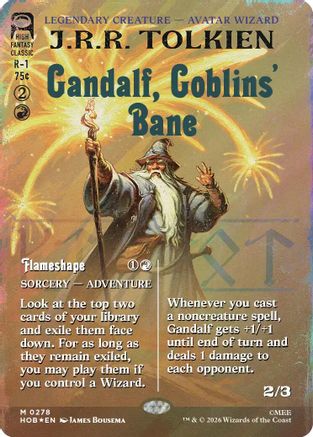 Gandalf, Goblins' Bane (Borderless) (Surge Foil) (HOB-278) - The Hobbit Foil