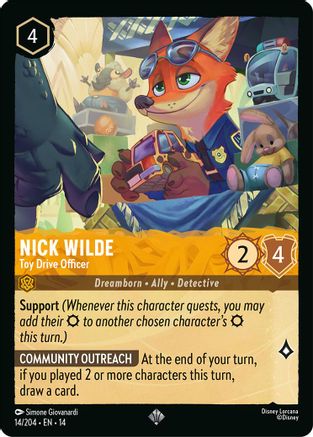 Nick Wilde - Toy Drive Officer (14/204) Hyperia City (Non-Foil)
