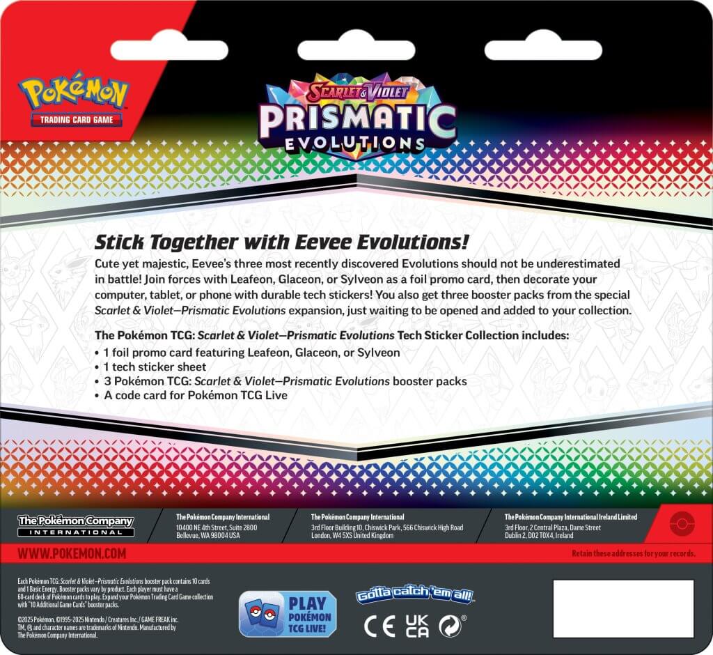 Pokemon TCG: Prismatic Evolutions Tech Sticker Collection RANDOM CHOICE *Sealed*