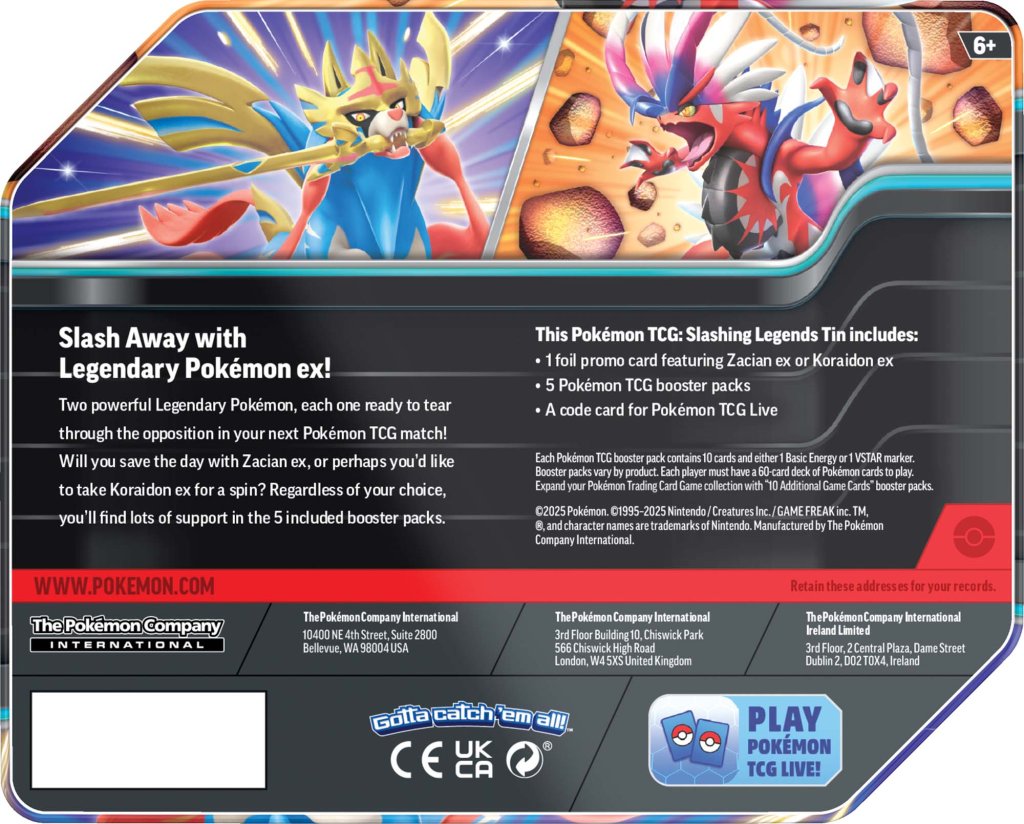Pokemon TCG: Slashing Legends Tin - Assorted *Sealed*