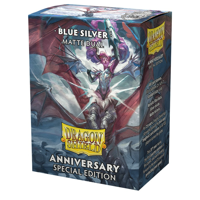 Dragonshield Sleeves - DUAL Blue Silver Matte (Anniversary Special Edition) (Standard Sized)