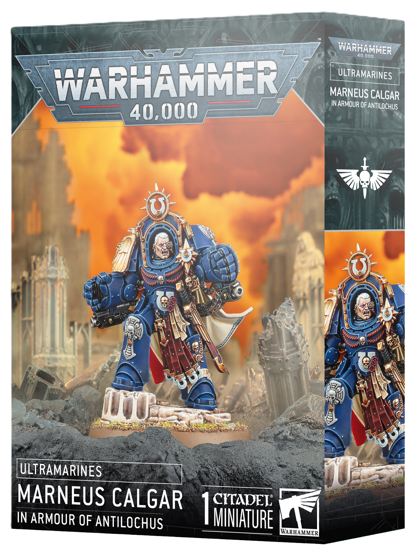 Warhammer 40,000 Miniature - Ultramarines - Marneus Calgar In Armour of Antilochus