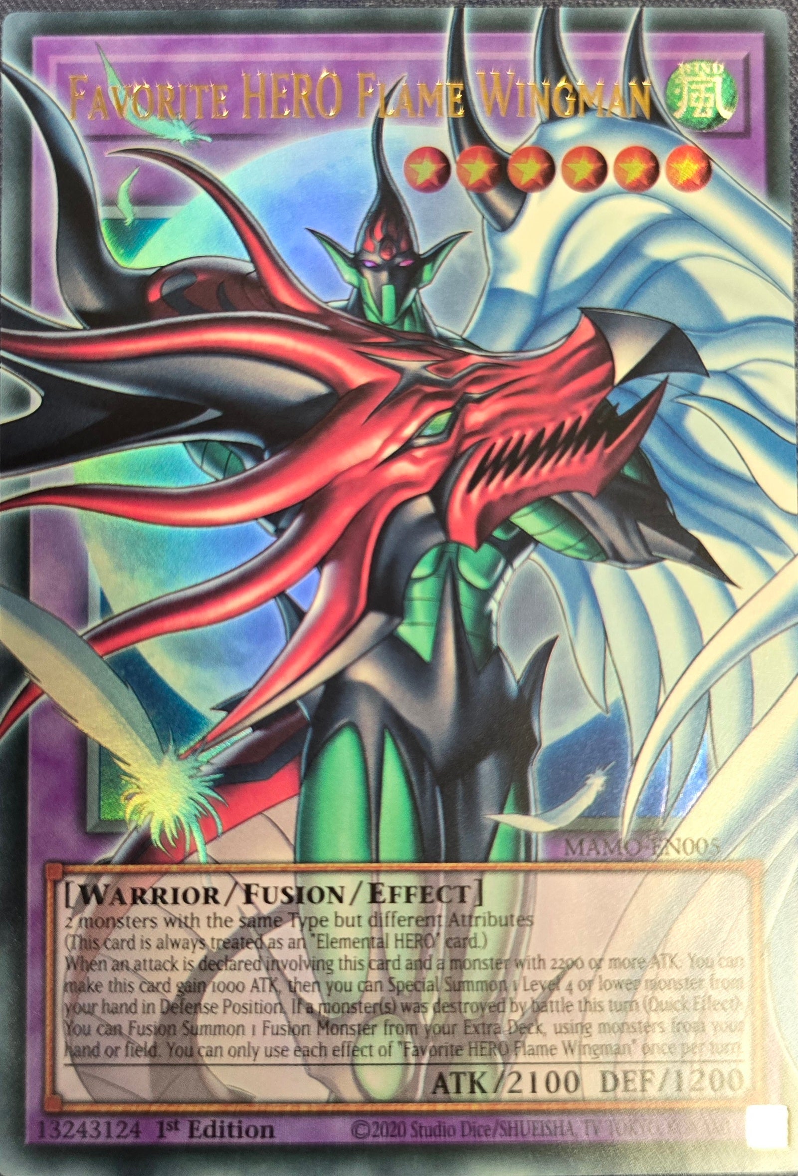 favorite yugioh card picker HERO Flame Wingman (extended art) - [MAMO-EN005 (EA)] Ultra Rare - MAMO PRE-ORDER, SHIPS 08/09/2026 - TCG Collector NZ pokemon_custom_case including a Yubel monster. Magic: The Gathering Secrets Option:Box Live Stream Open