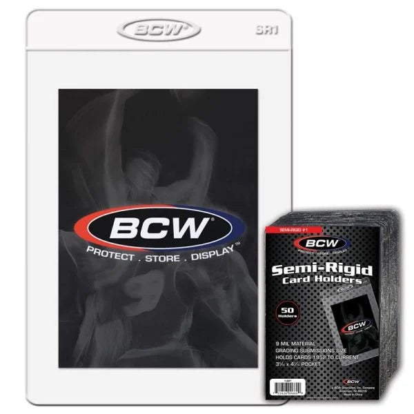 BCW Semi-Rigid Card Holders #1 (3" 5/16 X 4" 7/16) - 50 Pack