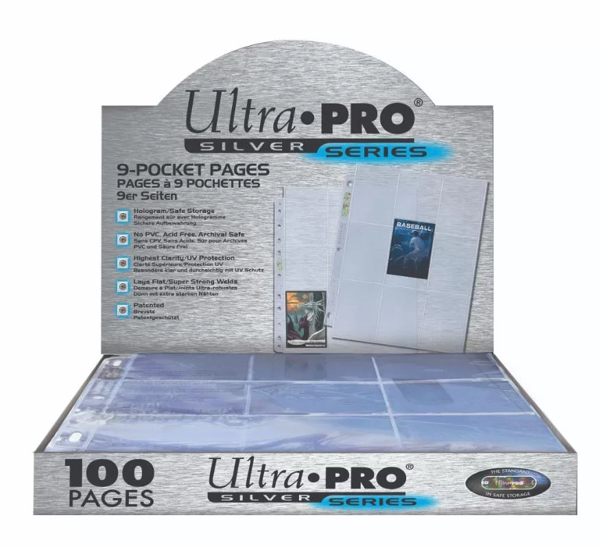 ULTRA PRO 9PKT Binder Pages - Silver Series (Pack of 100)