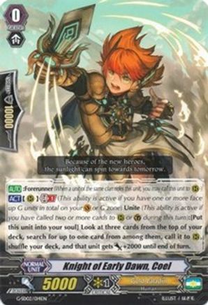 Knight of Early Dawn, Coel (G-SD02/014EN) [G-Start Deck 2: Knight of the Sun]