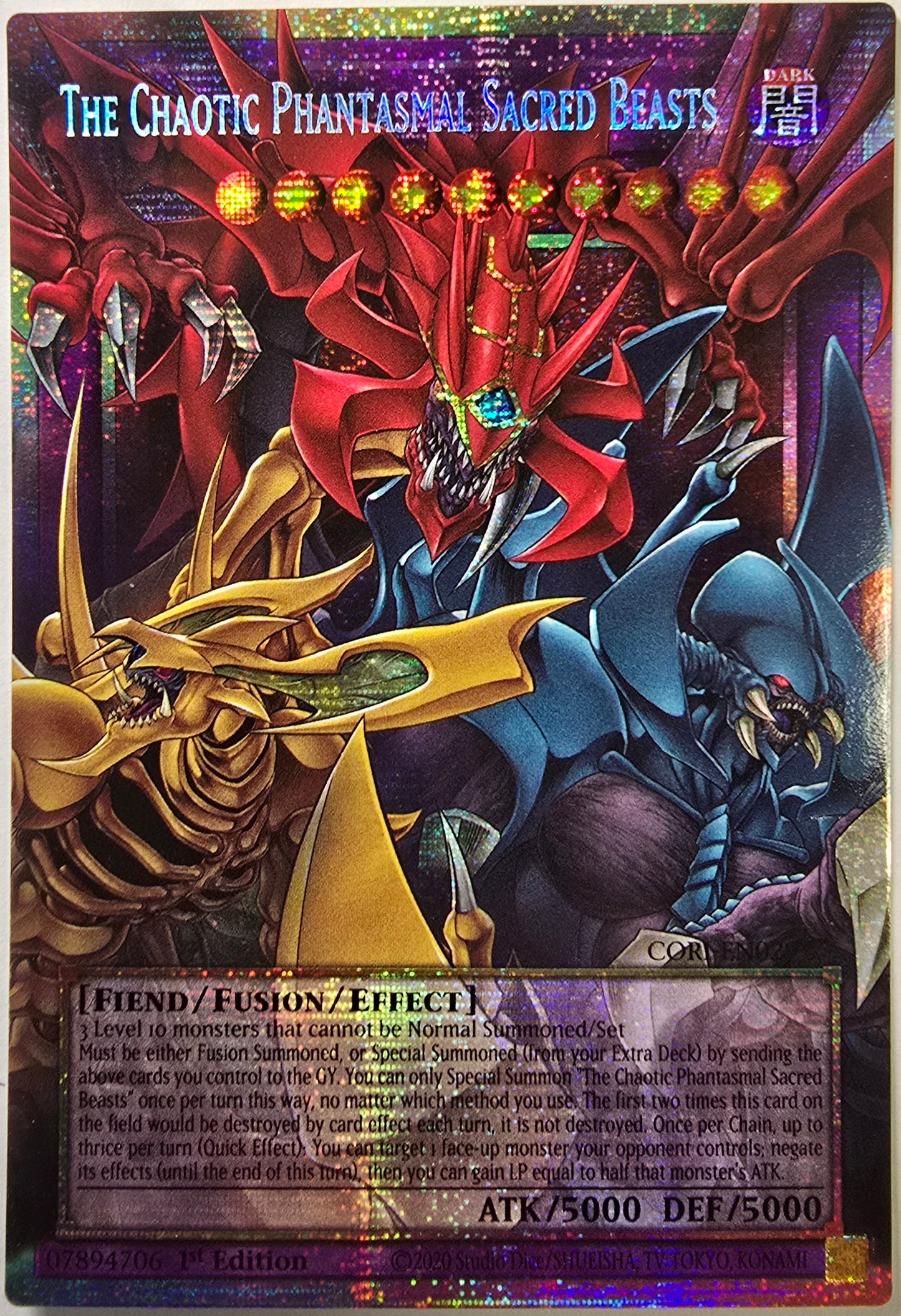 The Chaotic Phantasmal Sacred Beasts (Extended Art) (Starlight Rare) [CORI-EN029] Starlight Rare