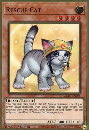 Rescue Cat (Alternate Art) [MGED-EN006] Gold Rare