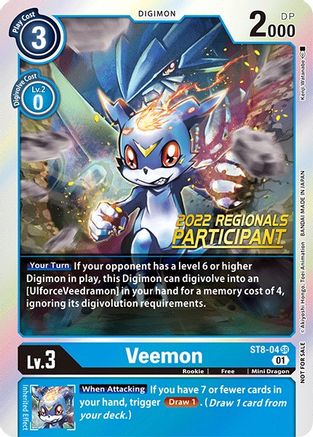 Veemon [ST8-04] (2022 Championship Online Regional) (Online Participant) [Starter Deck: Ulforce Veedramon Promos]