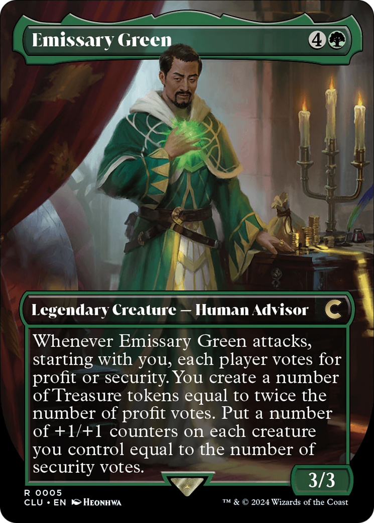Emissary Green (Borderless) [Ravnica: Clue Edition]
