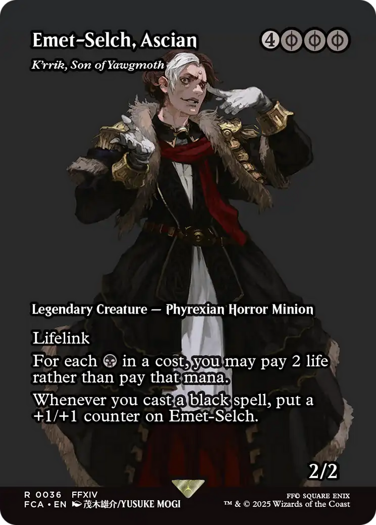 K'rrik, Son of Yawgmoth [FINAL FANTASY: Through the Ages] / Emet-Selch, Ascian (Borderless) Rare