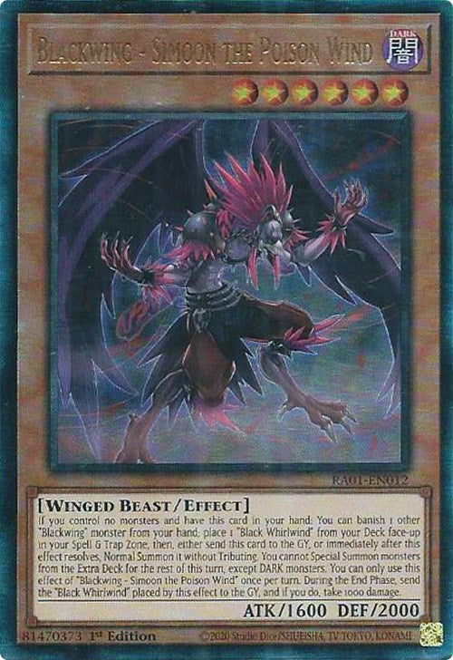 Blackwing - Simoon the Poison Wind [RA01-EN012] Prismatic Ultimate Rare