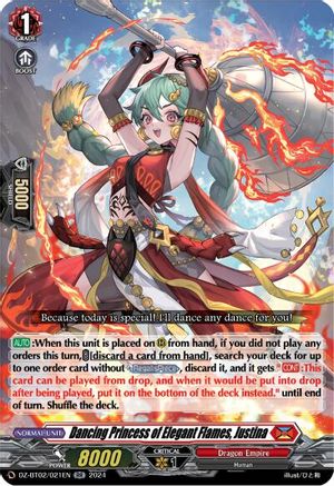 Dancing Princess of Elegant Flames, Justina (DZ-BT02/021EN) [Illusionless Strife]