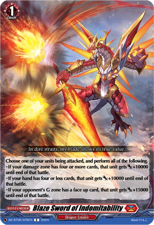 Blaze Sword of Indomitability (DZ-BT05/076EN) [DZ-BT05: Omniscient Awakening]