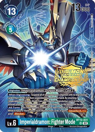 Imperialdramon: Fighter Mode [BT12-031] (Championship 2024 Gold Stamp Card Set) [Across Time]