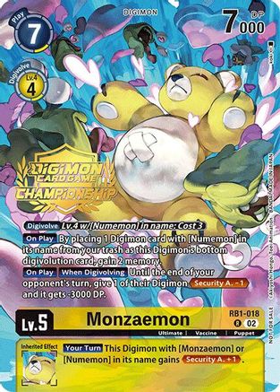 Monzaemon [RB1-018] (Championship 2024 Tamers Pack) [Resurgence Booster]
