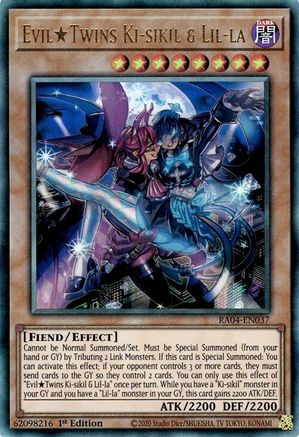 Evil★Twins Ki-sikil & Lil-la [RA04-EN037] Prismatic Ultimate Rare
