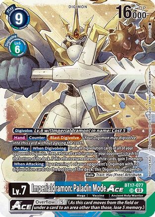 Imperialdramon: Paladin Mode ACE [BT17-077] (World Convergence Release Event) [World Convergence Release Event Cards]