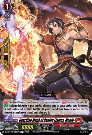 Guardian Monk of Raging Flames, Monju Rare  (DZ-BT07/070EN)