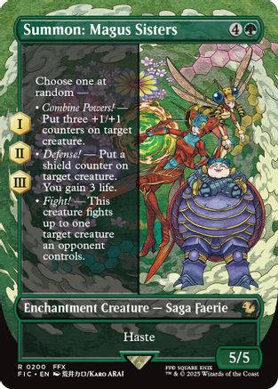 Summon: Magus Sisters (Borderless) [Commander: FINAL FANTASY] Foil Rare