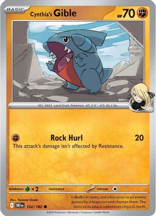 Cynthia's Gible ( 102) [SV10 Destined Rivals] (Reverse Holofoil)