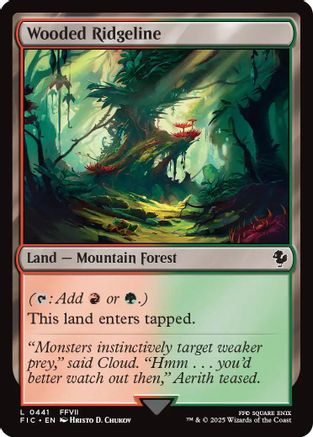 Wooded Ridgeline (Surge Foil) [Commander: FINAL FANTASY] Foil Land