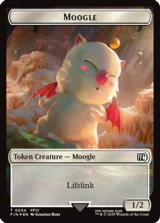 Moogle // Zombie Double-Sided Token (Surge Foil) [Commander: FINAL FANTASY] Foil Token