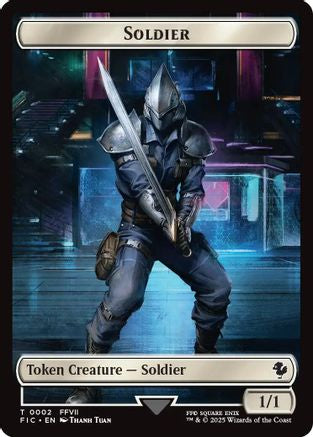 Soldier // Rebel Double-Sided Token (Surge Foil) [Commander: FINAL FANTASY] Foil Token