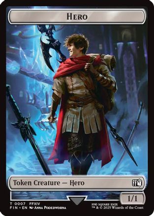 Hero (0007) // Wizard (0015) Double-Sided Token (FIN-7 // 15) - FINAL FANTASY Foil