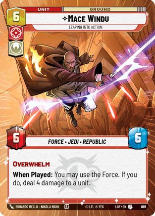 Mace Windu - Leaping into Action (Hyperspace Foil) (889) [Legends of the Force] Foil
