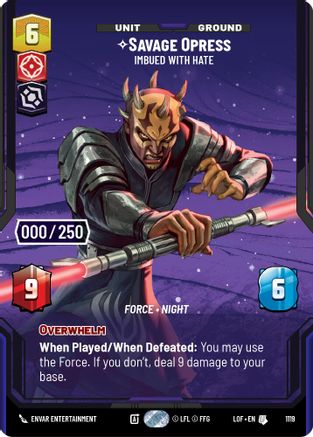 Savage Opress - Imbued With Hate (Serialized) (1119) [Legends of the Force] Foil