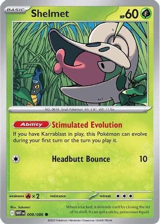 Shelmet  008/086 [SV White Flare] (Non-Foil)