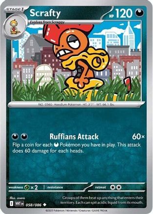 Scrafty  058/086 [SV White Flare] (Reverse Holofoil)