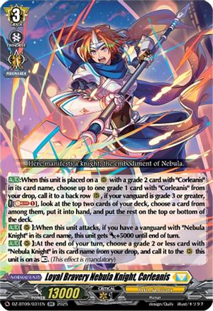 Loyal Bravery Nebula Knight, Corleanis [Double Rare]  (DZ-BT09/031EN)