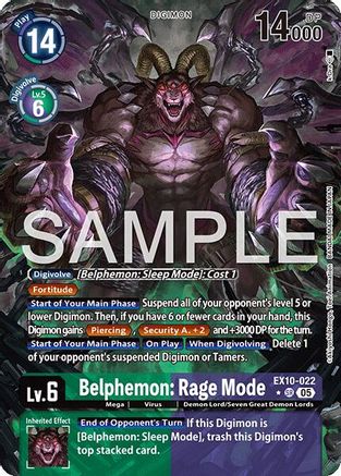 Belphemon: Rage Mode (Alternate Art)  (EX10-022) [Sinister Order] Foil