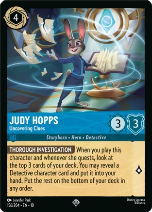 Judy Hopps - Uncovering Clues (156/204) Whispers in the Well (Cold Foil)