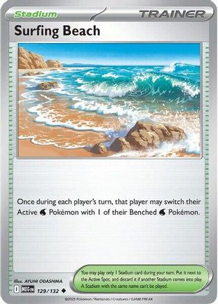 Surfing Beach 129 [ME01 Mega Evolution] (Reverse Holofoil)