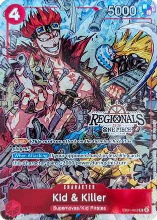Kid & Killer (CS 25-26 Regionals Textured Chase Promo) [One Piece Promotion Cards] Rare