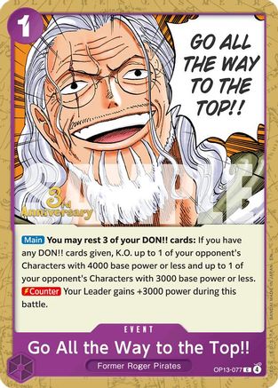 Go All the Way to the Top!! [Carrying On His Will: 3rd Anniversary Tournament Cards] Common
