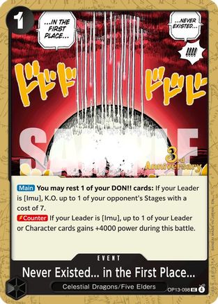 Never Existed... in the First Place... [Carrying On His Will: 3rd Anniversary Tournament Cards] Uncommon