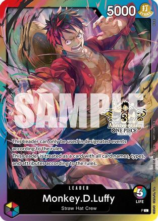 Monkey.D.Luffy (3rd Anniversary Tournament 3 Brothers Pack) [Carrying On His Will: 3rd Anniversary Tournament Cards] Leader